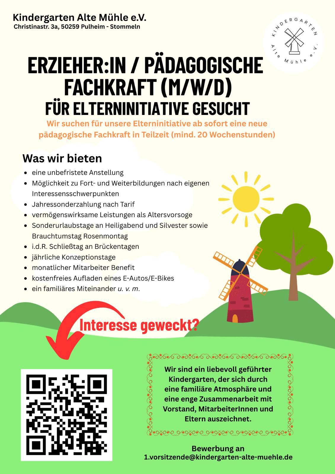 Stellenausschreibung Erzieherin / Pädagogische Fachkraft